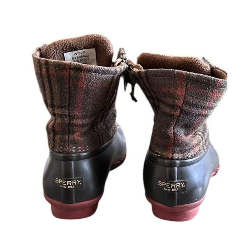 Sperry Womens Saltwater Brown Plaid‎ Duck Boot Waterproof Outdoor Size 9 - Picture 4 of 9